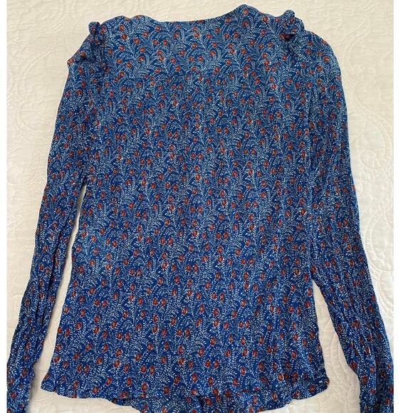 Sezane Floral Silk Blend Blouse  Button Front US 4 / Size 36 Cottage Peasant - Picture 3 of 9